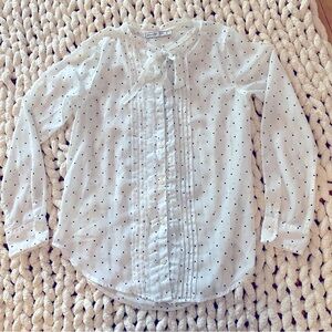 Abercrombie & Fitch White Button Down Shirt with Black Dots